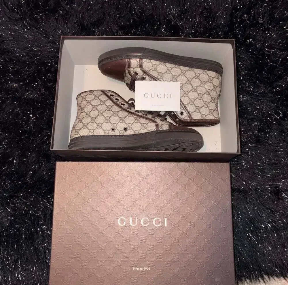 Gucci GG Monogram Canvas and Leather High-Top Sneakers